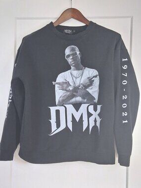 DMX BoohooMAN Sweatshirt Mens M 1970-2021 Memorial Rap Hip Hop Black Graphic